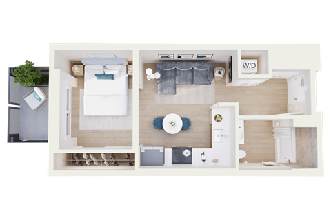 Floor plan for 1 bed, 1 bath, 474 sqft